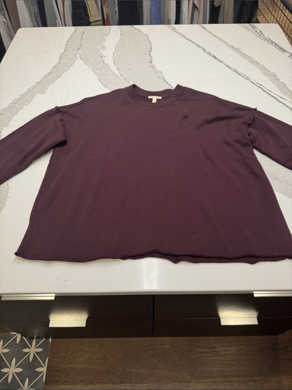 Eileen Fisher Relaxed Crewneck Sweatshirt in Plum Sz1X 100% Organic Cotton